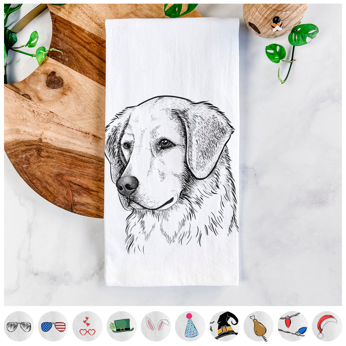 Kula the Golden Retriever Tea Towel