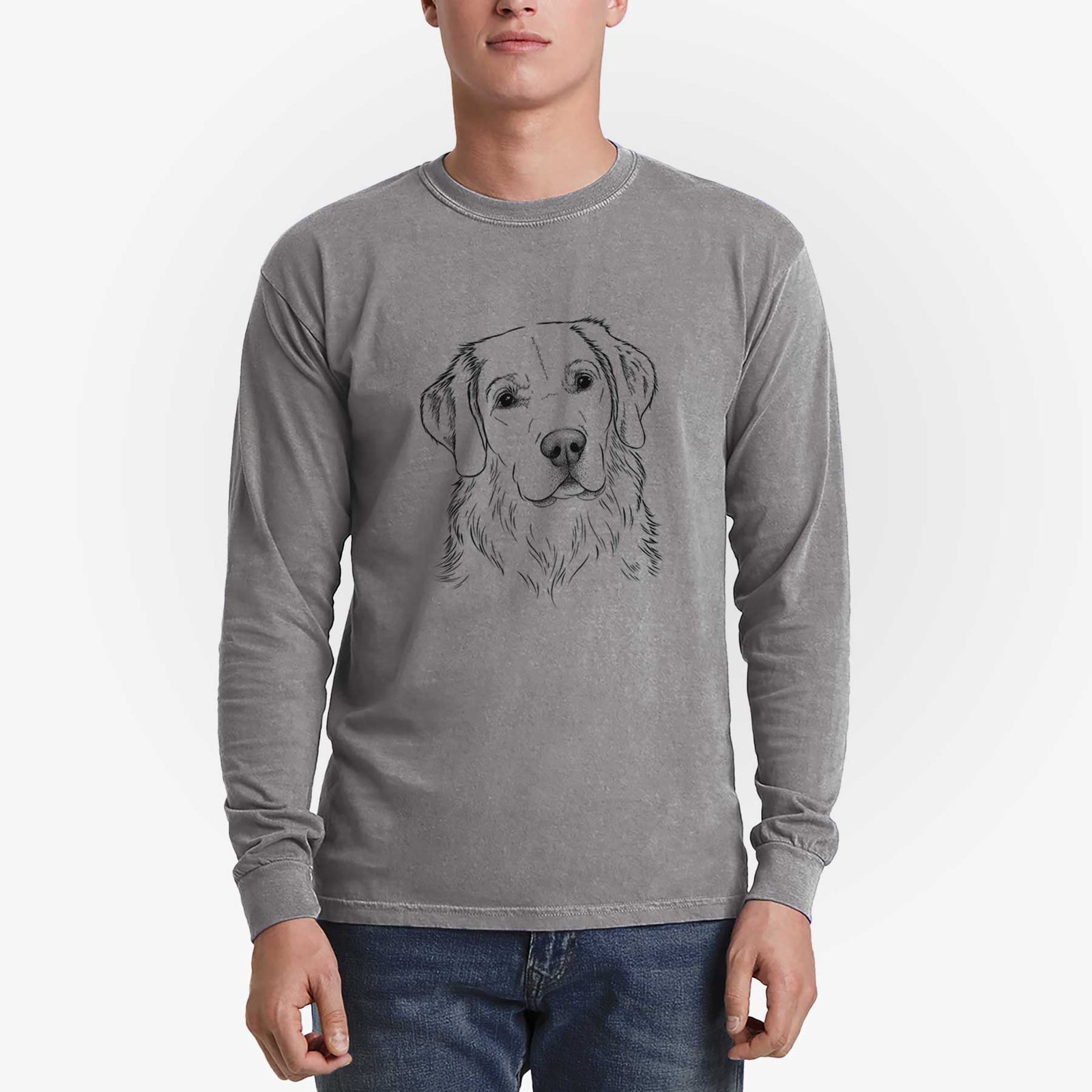 Bare Kula the Golden Retriever - Men's Heavyweight 100% Cotton Long Sleeve