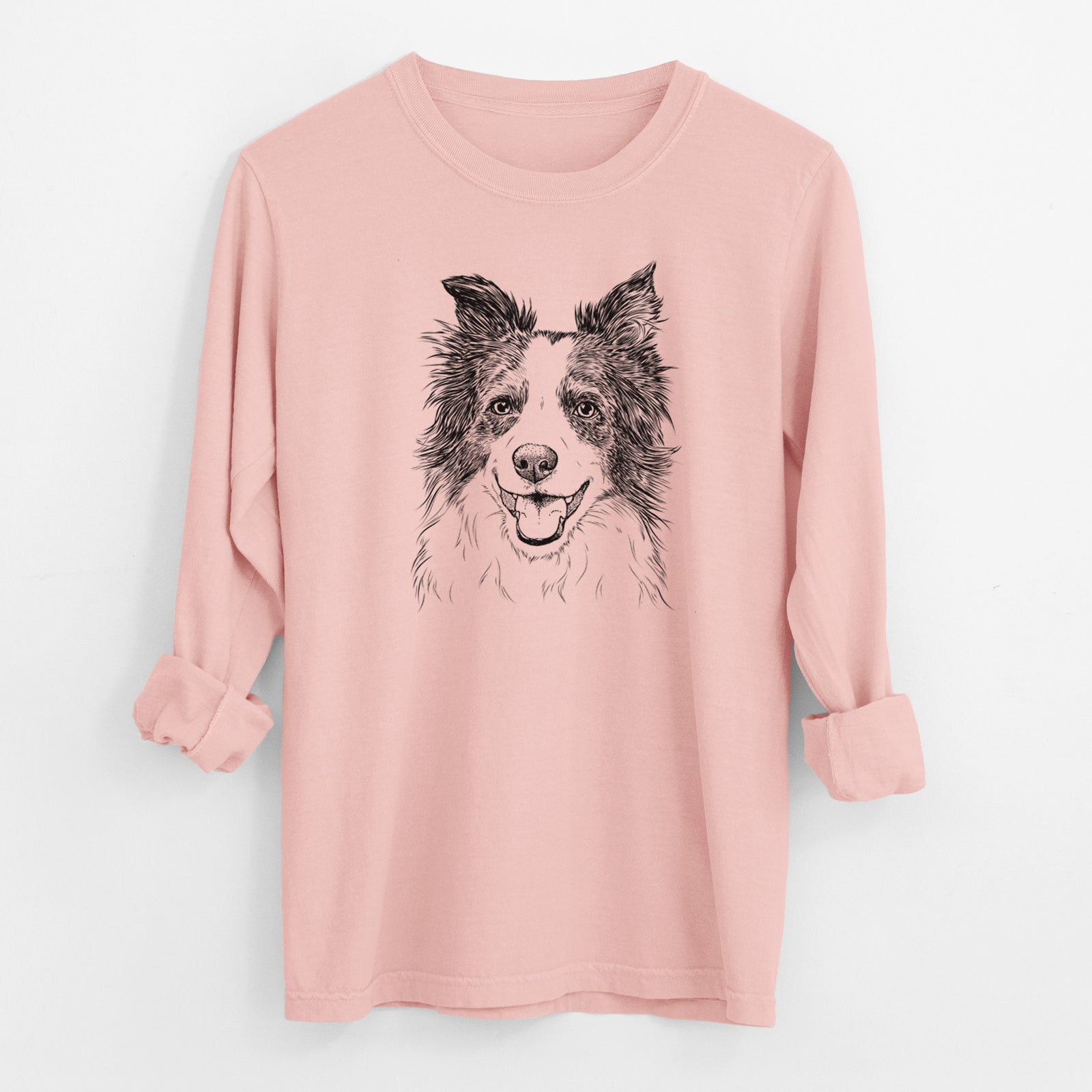 Bare Kylee the Border Collie - Men's Heavyweight 100% Cotton Long Sleeve