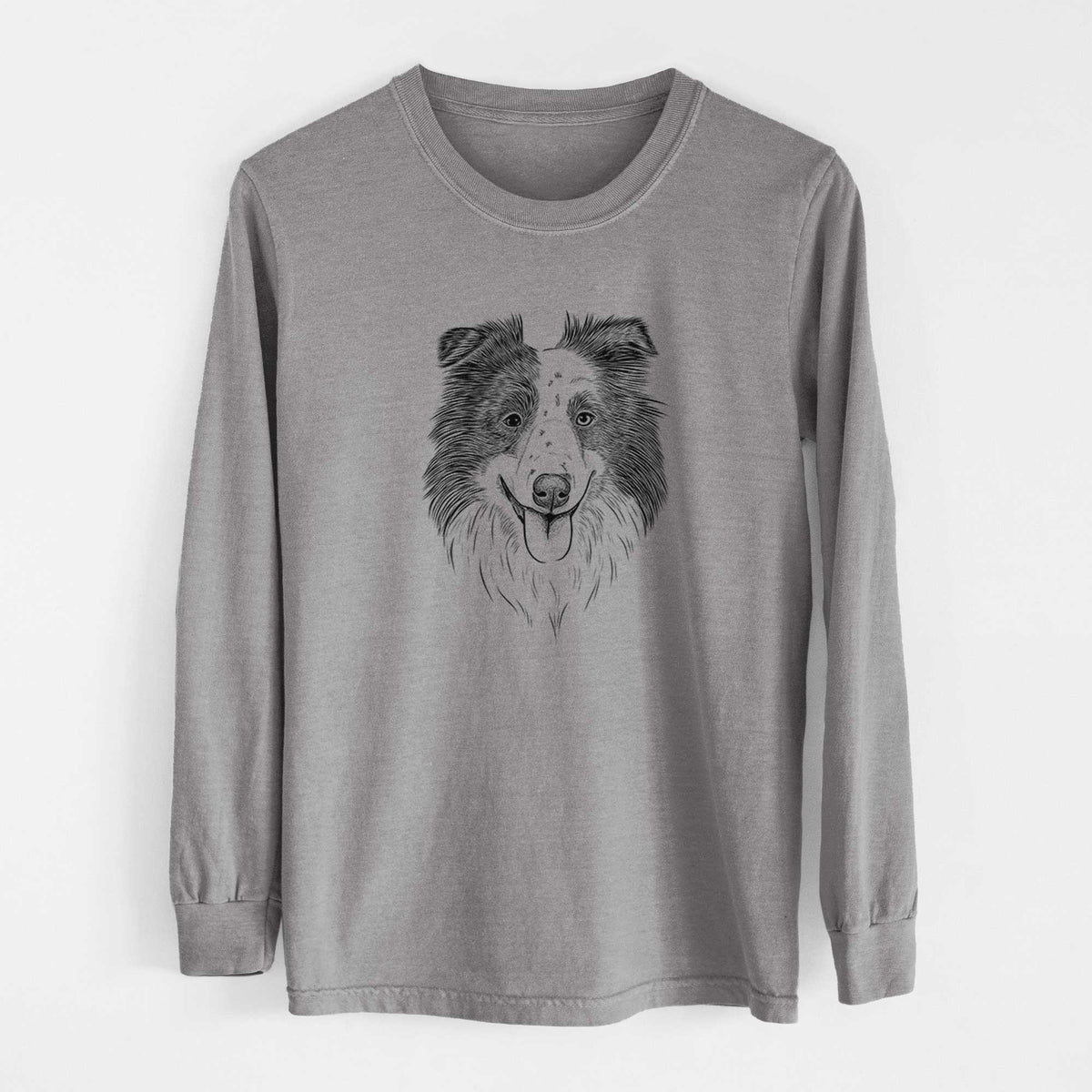 Bare Lady Bug the Border Collie - Men's Heavyweight 100% Cotton Long Sleeve