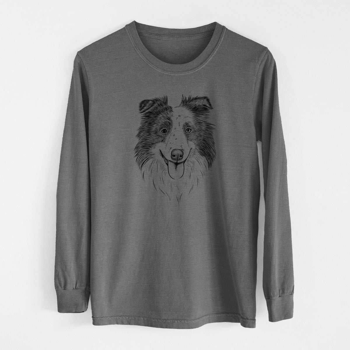 Bare Lady Bug the Border Collie - Men's Heavyweight 100% Cotton Long Sleeve