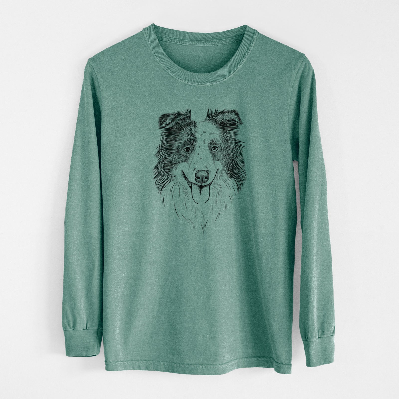 Bare Lady Bug the Border Collie - Men's Heavyweight 100% Cotton Long Sleeve