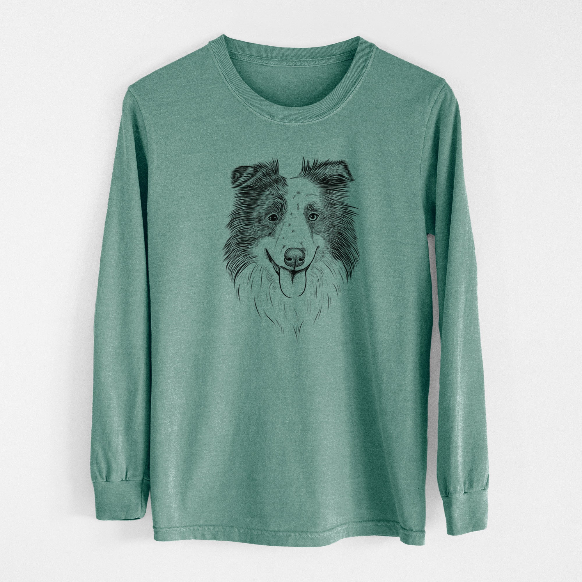 Bare Lady Bug the Border Collie - Men's Heavyweight 100% Cotton Long Sleeve