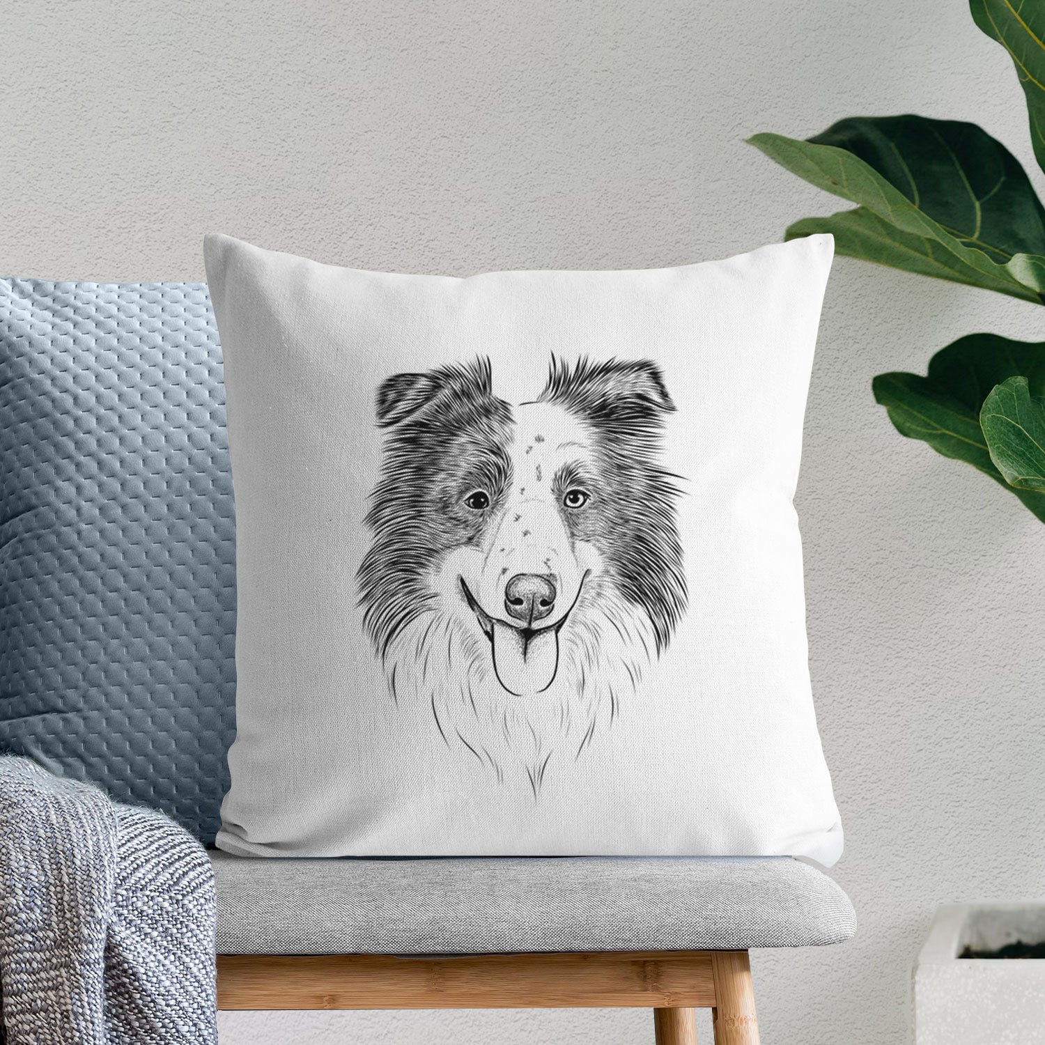 Lady Bug the Border Collie - Throw Pillow Cover