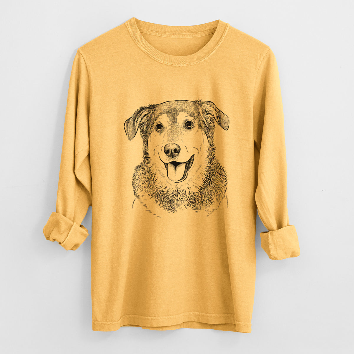 Bare Lance the Lab/Shepherd Mix - Men's Heavyweight 100% Cotton Long Sleeve