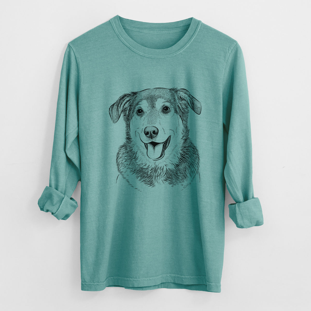 Bare Lance the Lab/Shepherd Mix - Men's Heavyweight 100% Cotton Long Sleeve