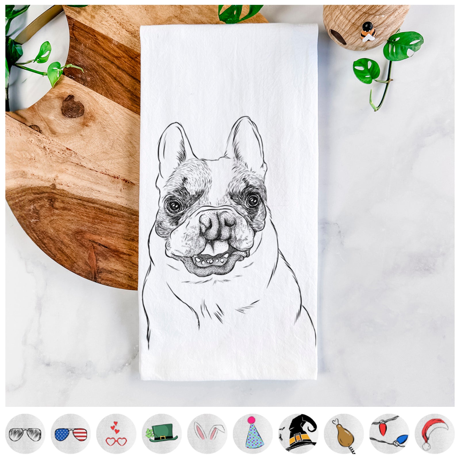 Lentil the French Bulldog Tea Towel