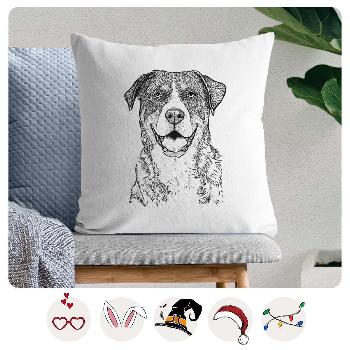 Leon the Greater Swiss Mountain Dog - Throw Pillow Cover
