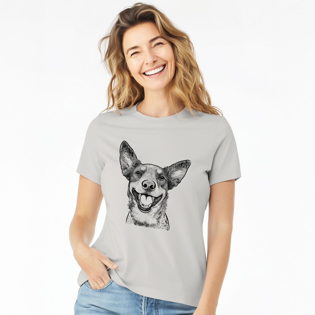 Bare Lily the Australian Cattle Dog - Women's Lightweight Relaxed Fit 100% Cotton Crewneck