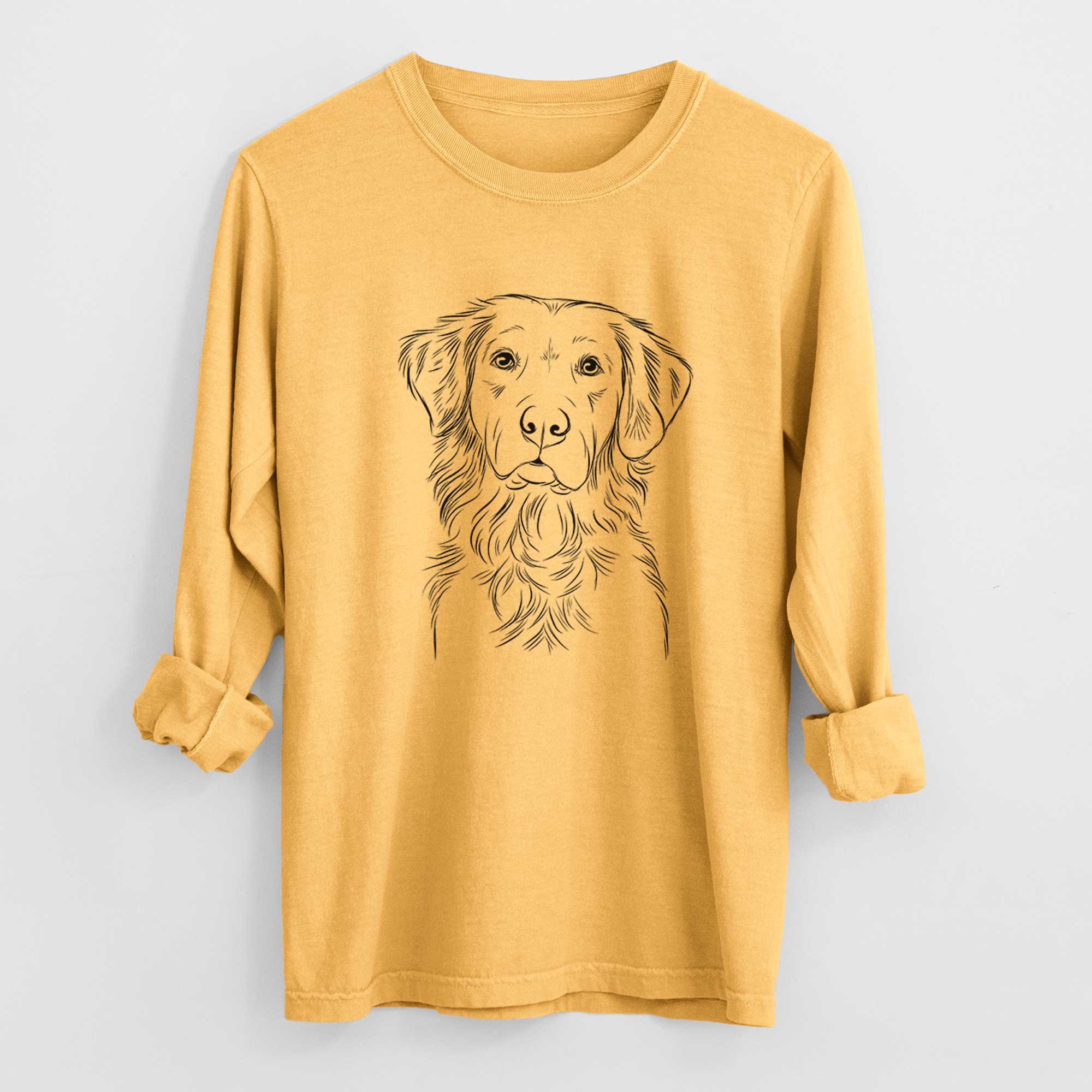 Bare Linden the Golden Retriever - Men's Heavyweight 100% Cotton Long Sleeve