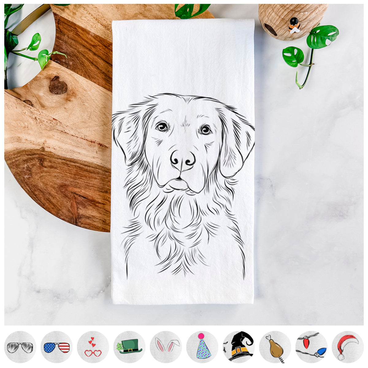 Linden the Golden Retriever Tea Towel