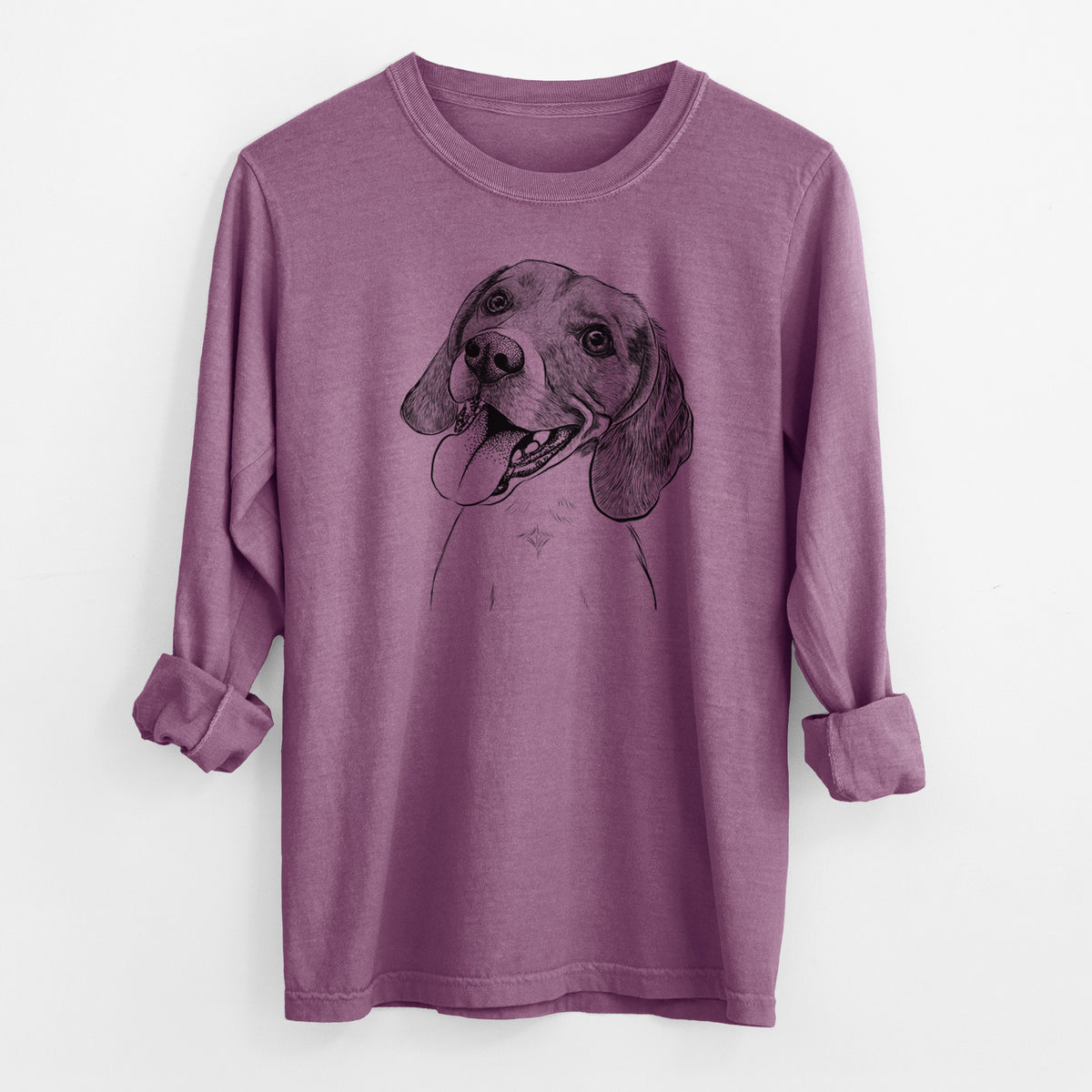 Bare Little Bandit the Beagle - Men's Heavyweight 100% Cotton Long Sleeve