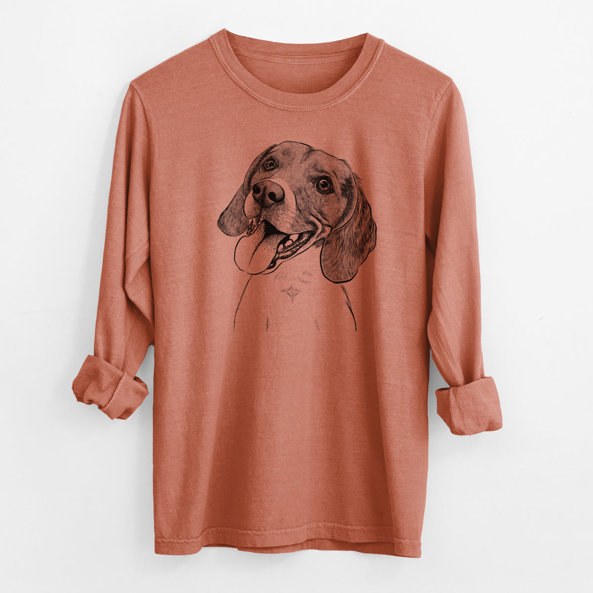 Bare Little Bandit the Beagle - Men's Heavyweight 100% Cotton Long Sleeve