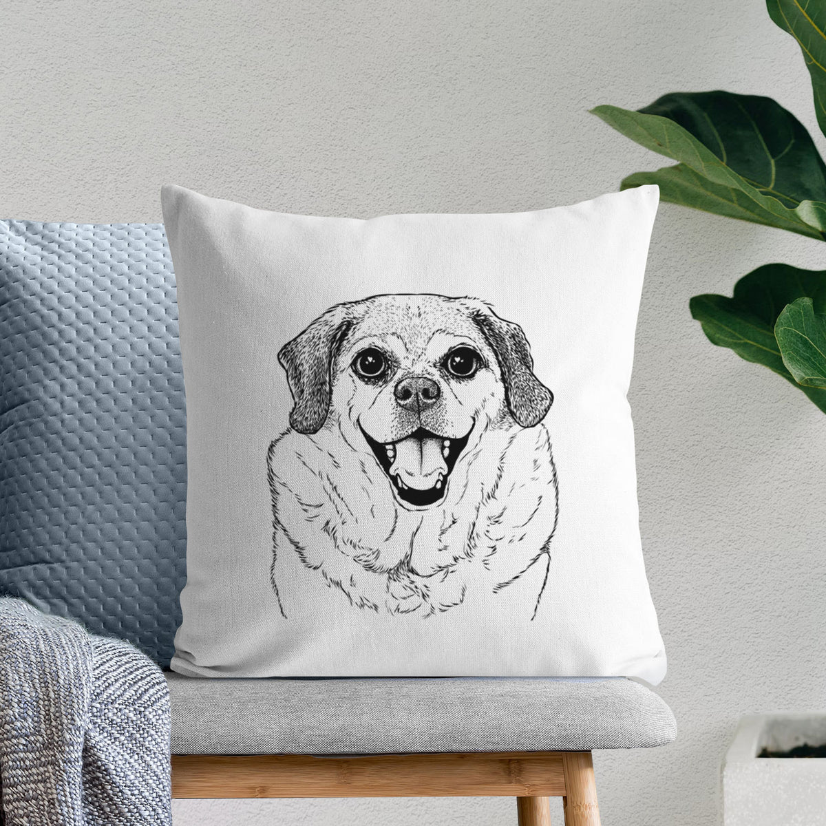 Little Man the Puggle - Throw Pillow Cover