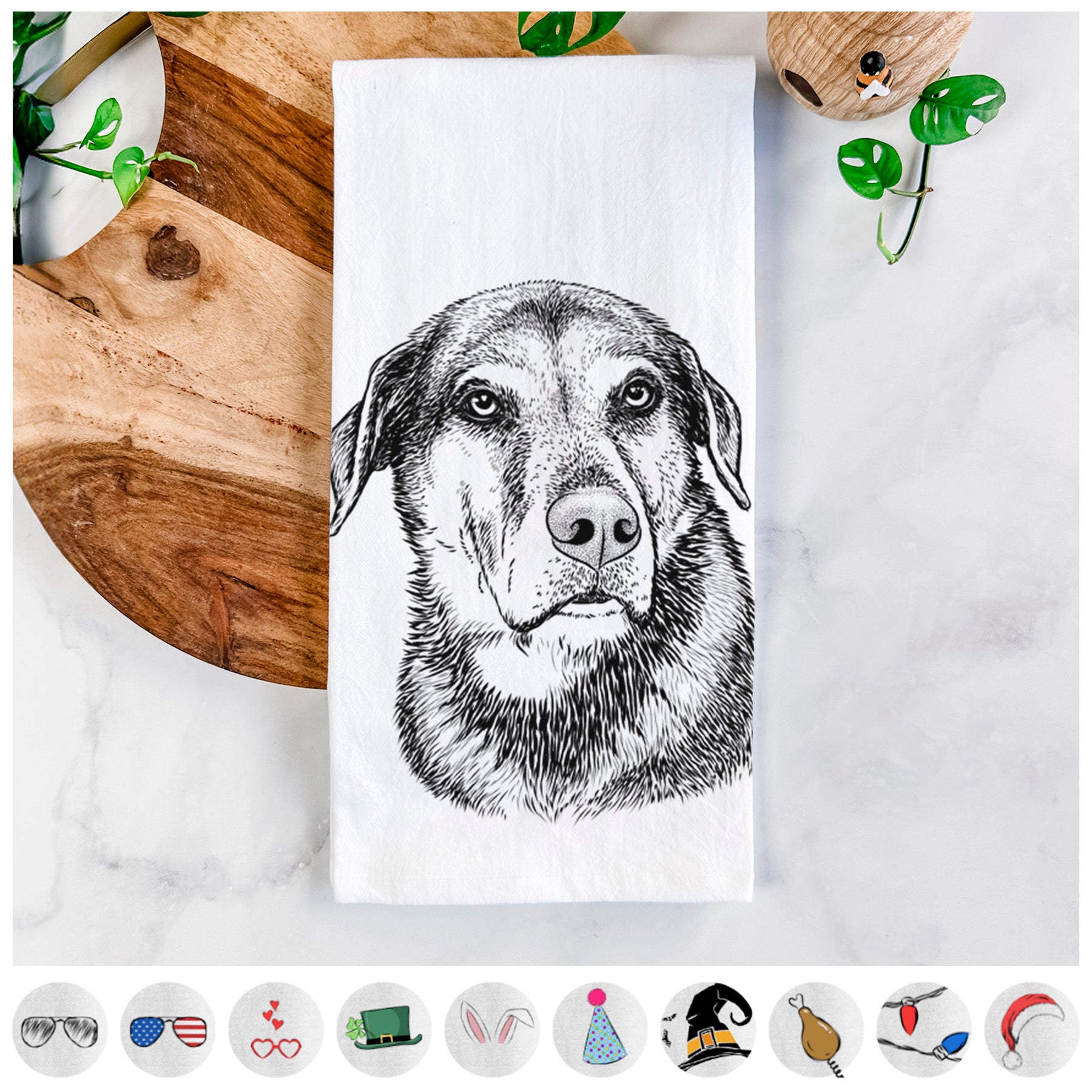 Lobo the Shepherd Mix Tea Towel