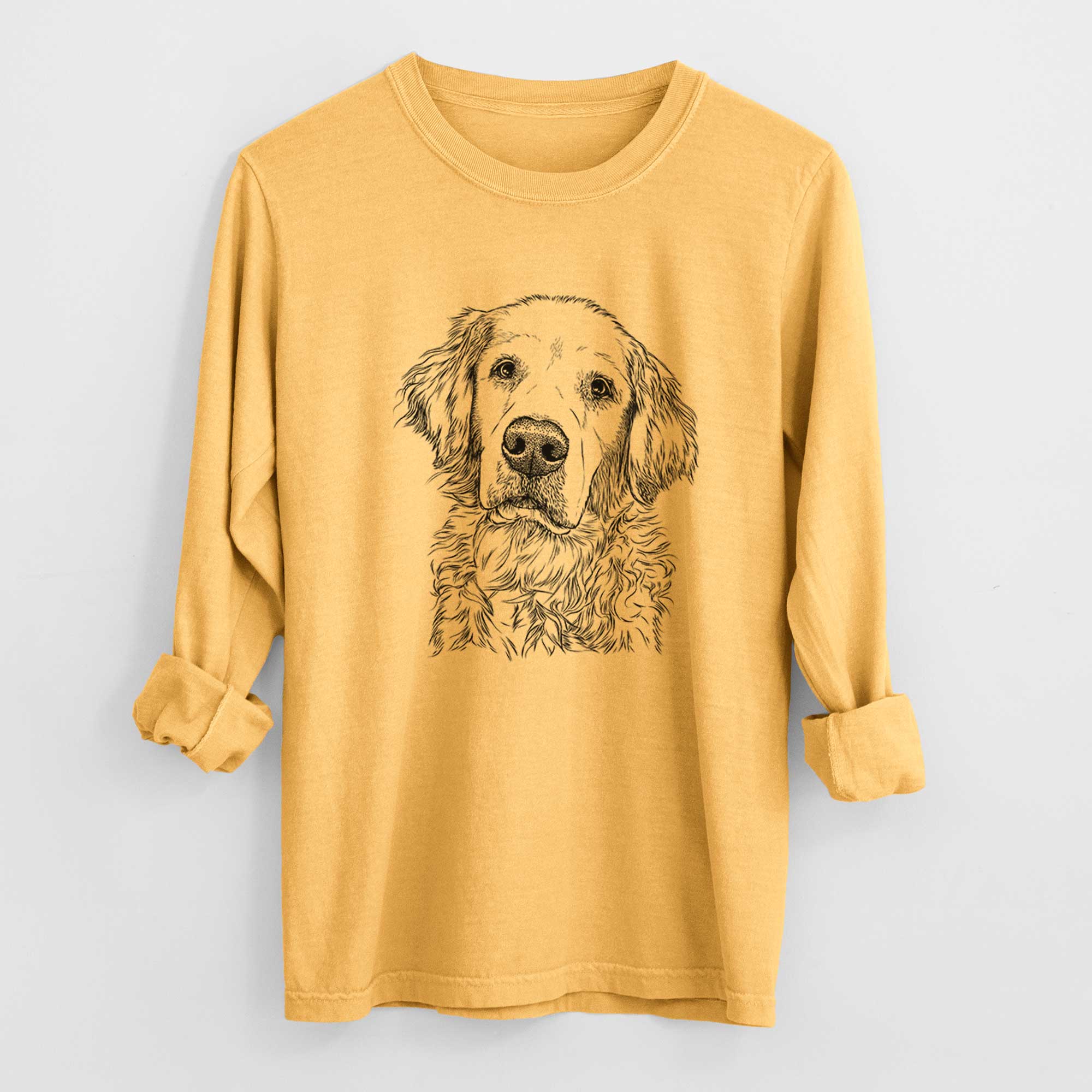 Bare Loganator the Golden Retriever - Men's Heavyweight 100% Cotton Long Sleeve