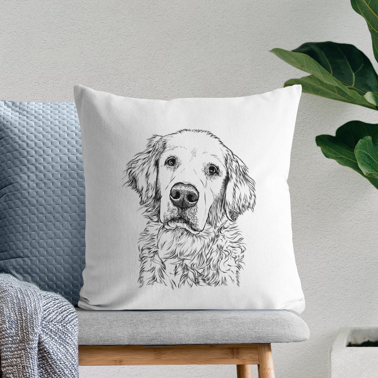 Loganator the Golden Retriever - Throw Pillow Cover