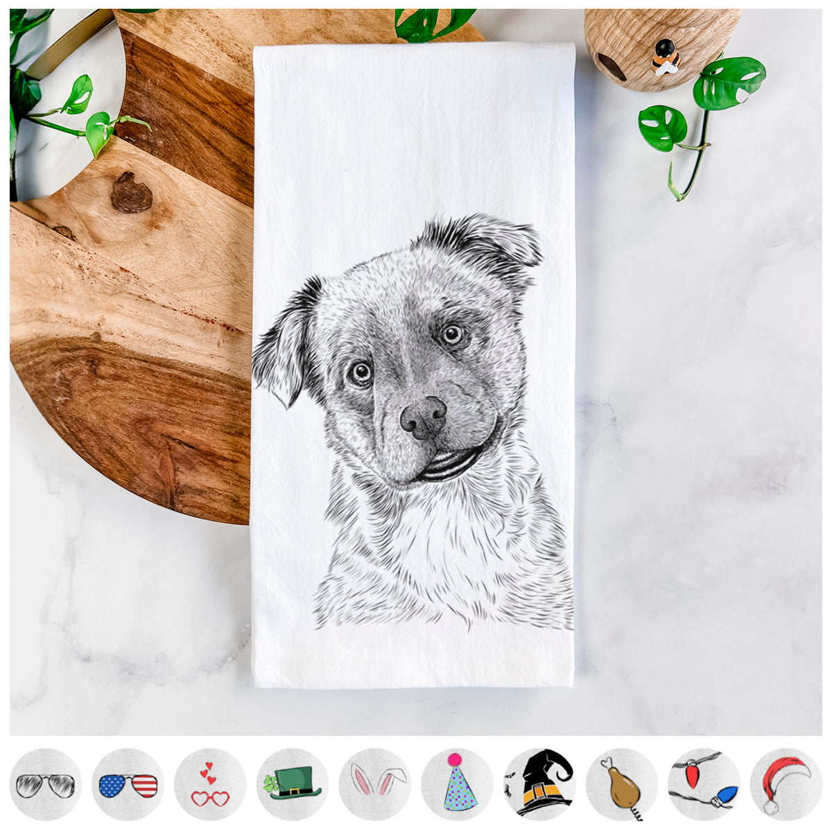 Loki Bear the Australian Cattle Dog Mix Tea Towel