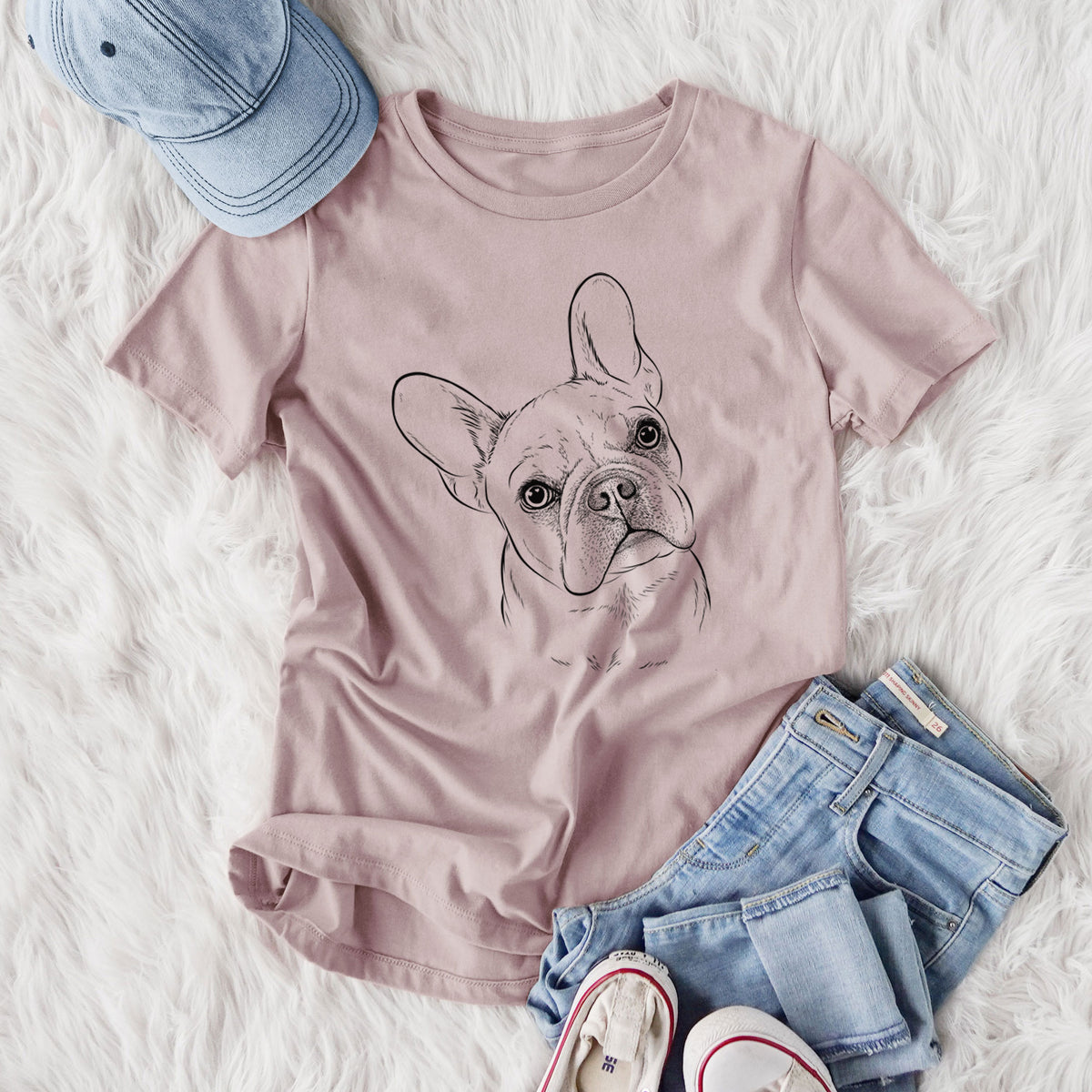 Bare Loki the French Bulldog - Women's Lightweight Relaxed Fit 100% Cotton Crewneck