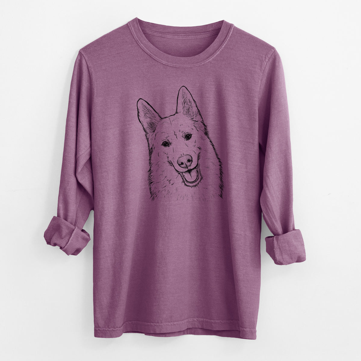 Bare Loki the Husky Shepherd Mix - Men's Heavyweight 100% Cotton Long Sleeve