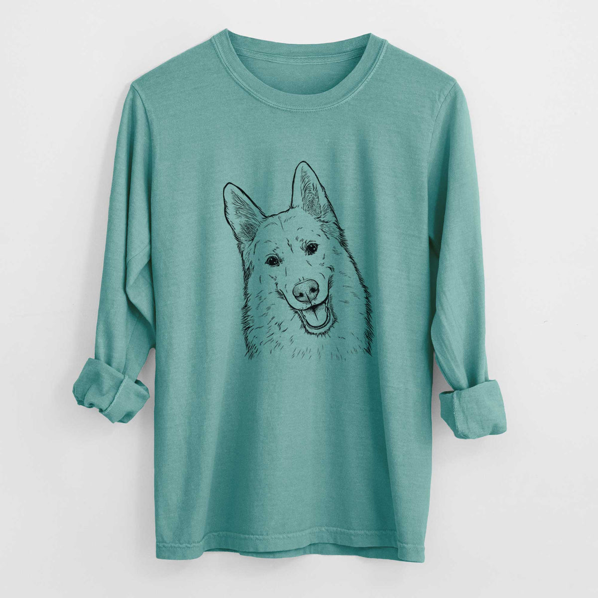 Bare Loki the Husky Shepherd Mix - Men's Heavyweight 100% Cotton Long Sleeve