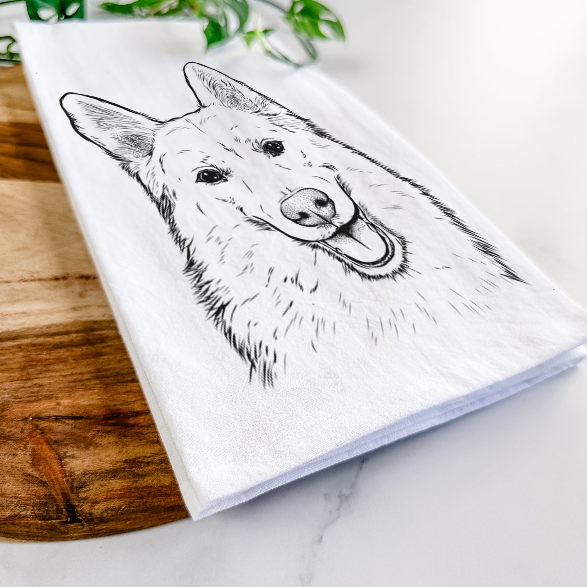 Loki the Husky Shepherd Mix Tea Towel