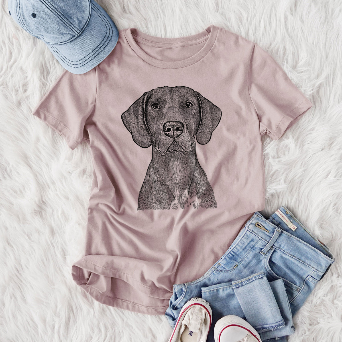 Bare Lucifer the German Shorthaired Pointer - Women's Lightweight Relaxed Fit 100% Cotton Crewneck