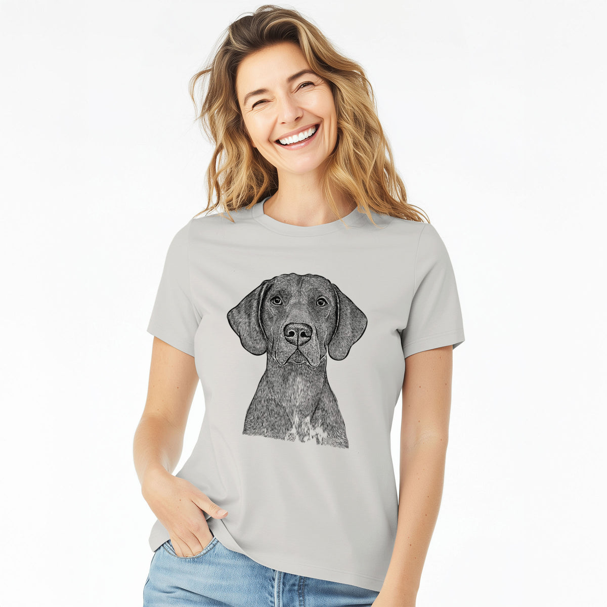 Bare Lucifer the German Shorthaired Pointer - Women's Lightweight Relaxed Fit 100% Cotton Crewneck