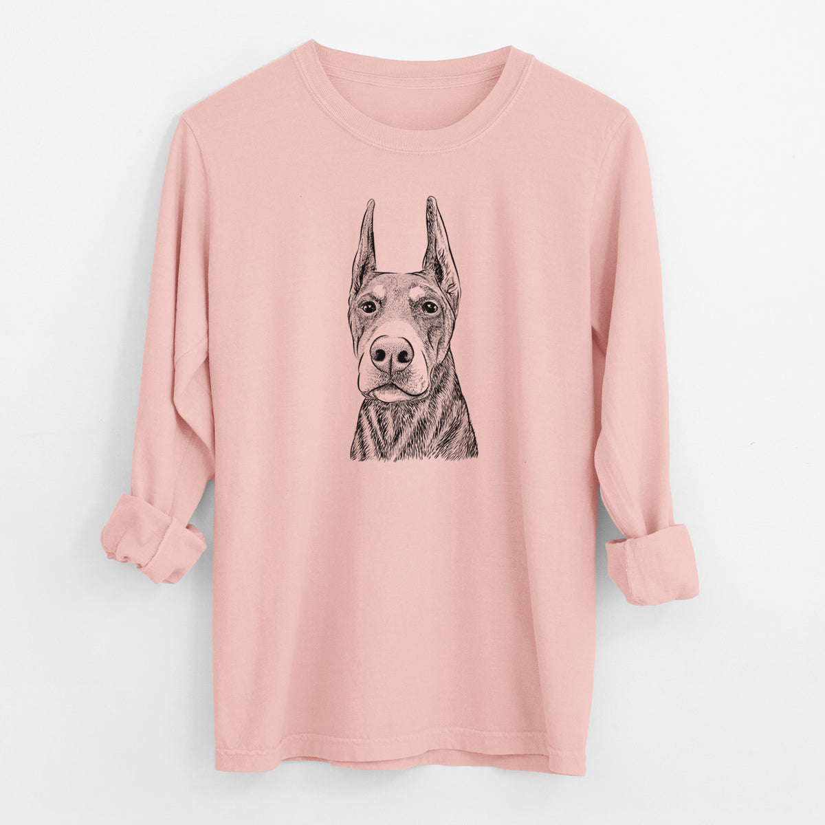 Bare Luna the Doberman Pinscher - Men's Heavyweight 100% Cotton Long Sleeve