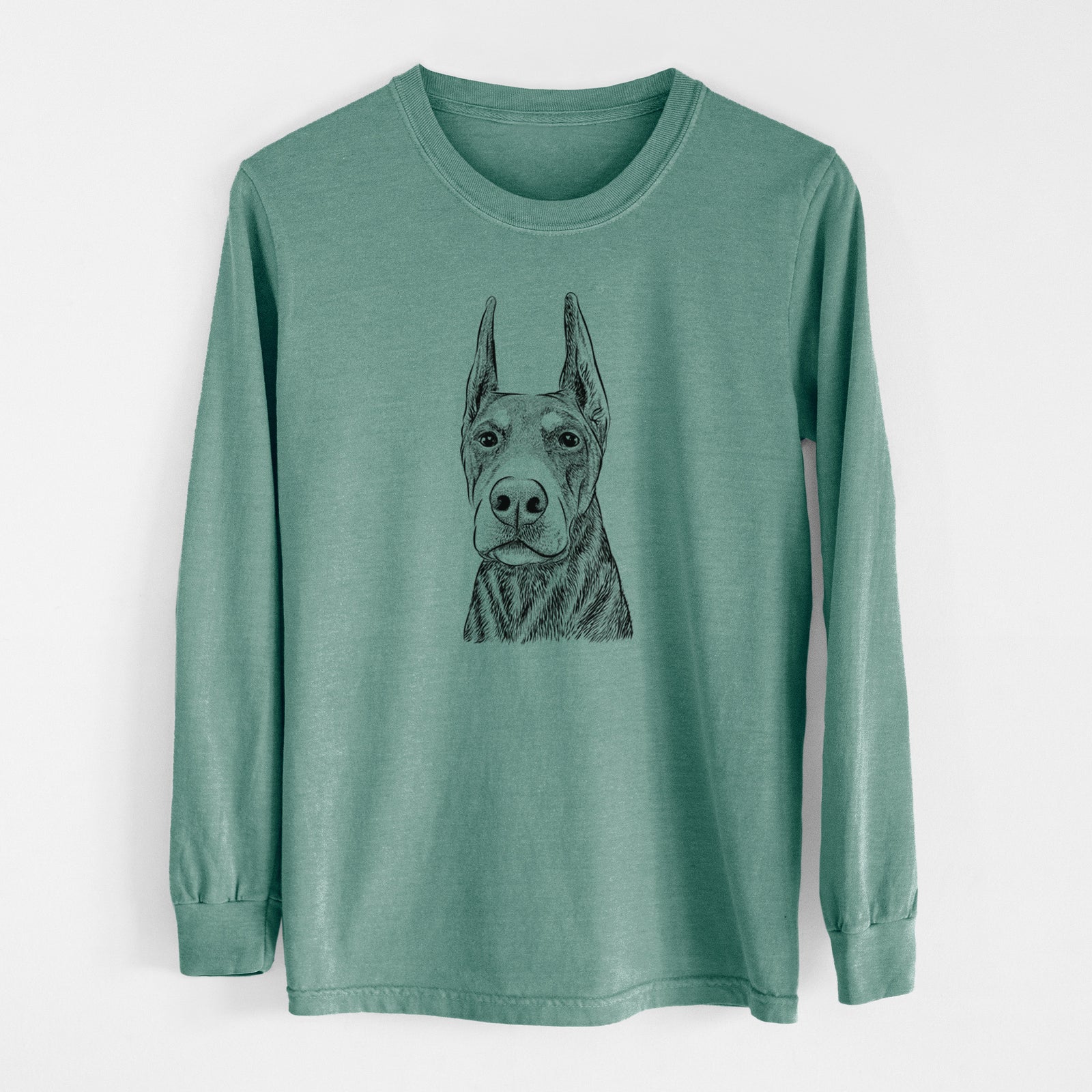 Bare Luna the Doberman Pinscher - Men's Heavyweight 100% Cotton Long Sleeve