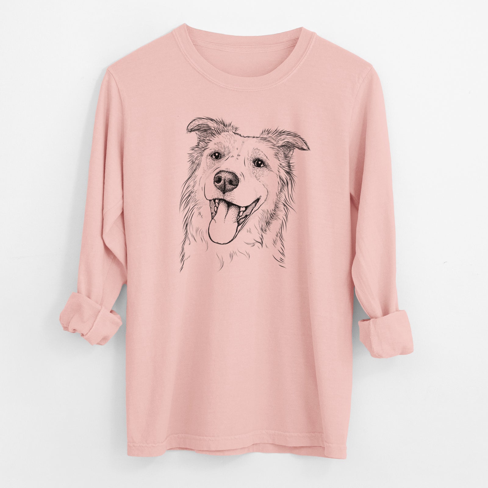 Bare Macaroni the Border Collie - Men's Heavyweight 100% Cotton Long Sleeve