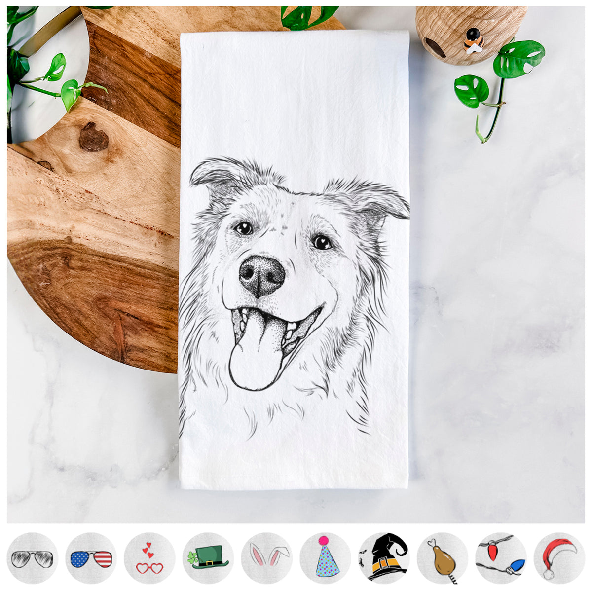 Macaroni the Border Collie Tea Towel