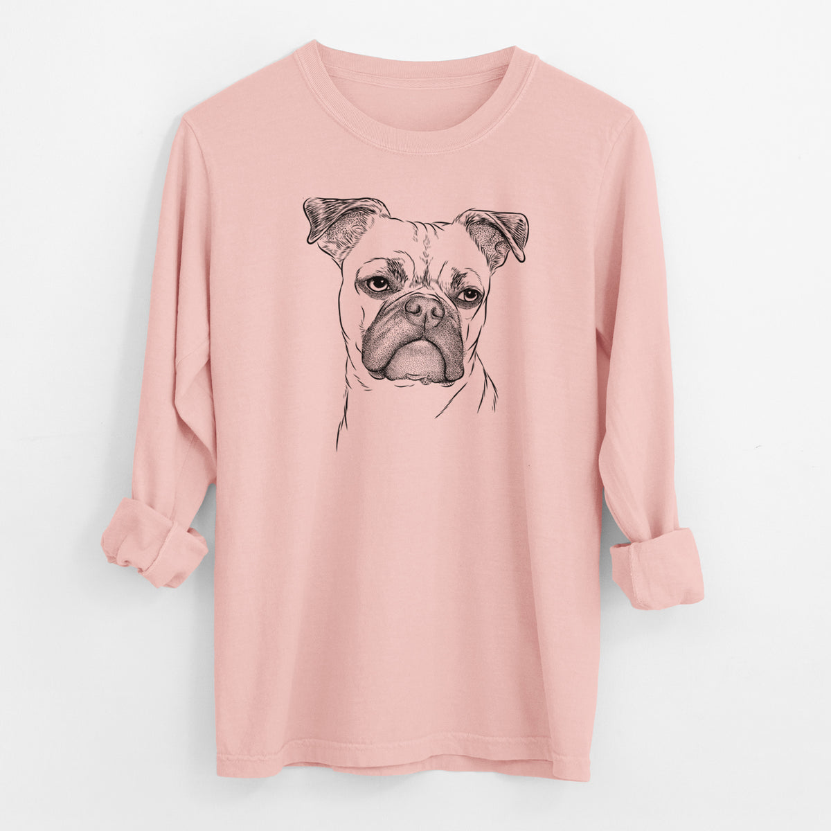 Bare Mack the Bugg (Boston Terrier/Pug) - Men's Heavyweight 100% Cotton Long Sleeve