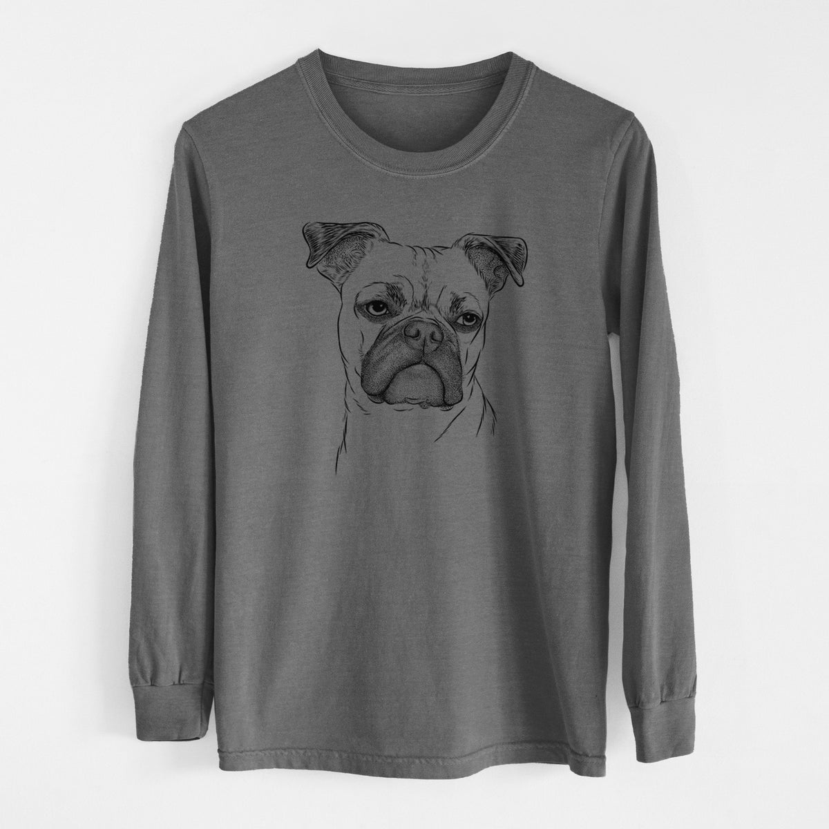 Bare Mack the Bugg (Boston Terrier/Pug) - Men's Heavyweight 100% Cotton Long Sleeve