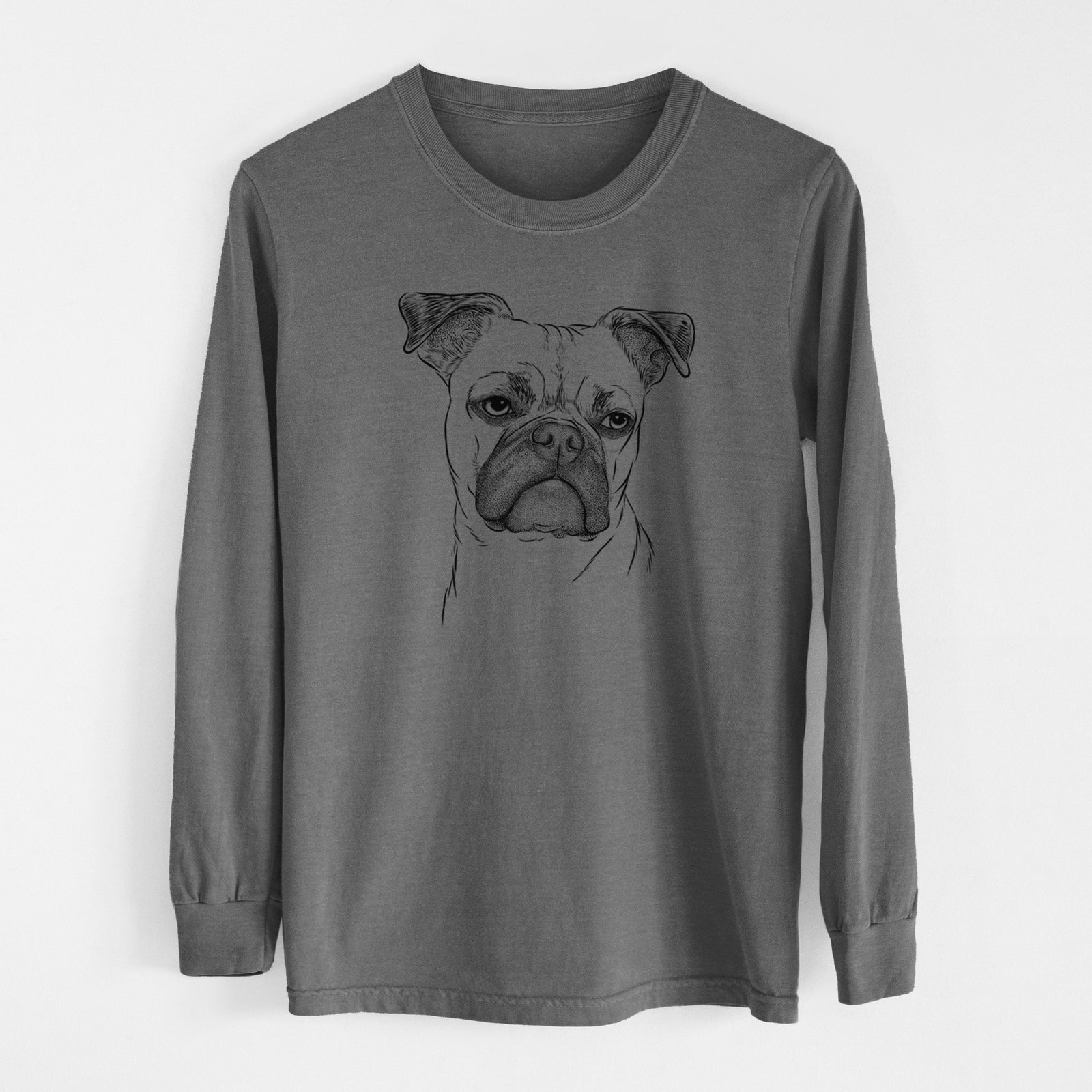 Bare Mack the Bugg (Boston Terrier/Pug) - Men's Heavyweight 100% Cotton Long Sleeve