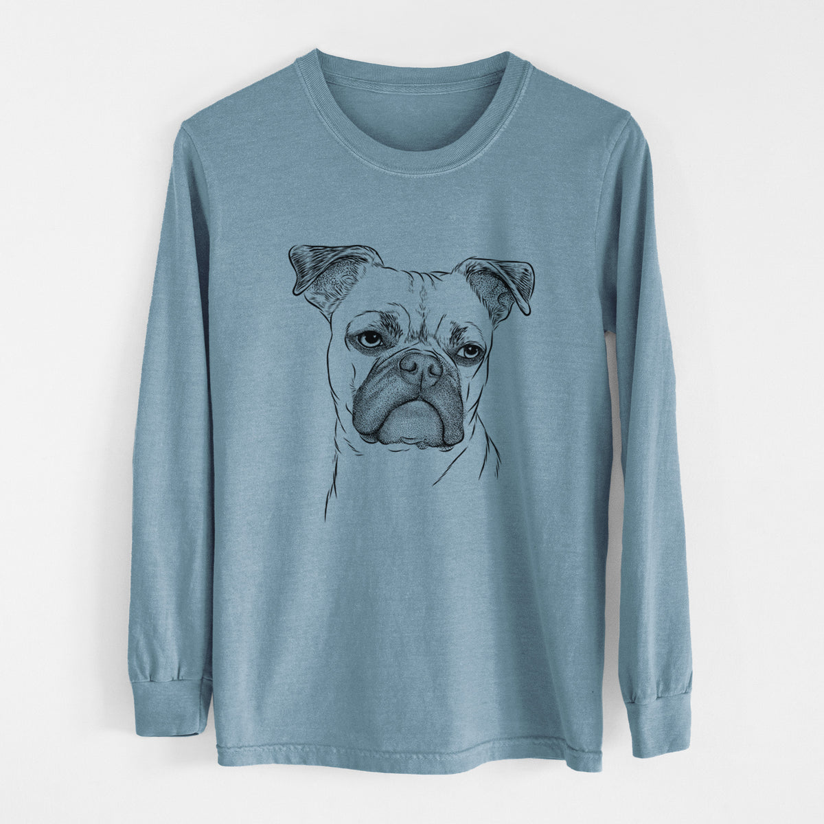 Bare Mack the Bugg (Boston Terrier/Pug) - Men's Heavyweight 100% Cotton Long Sleeve