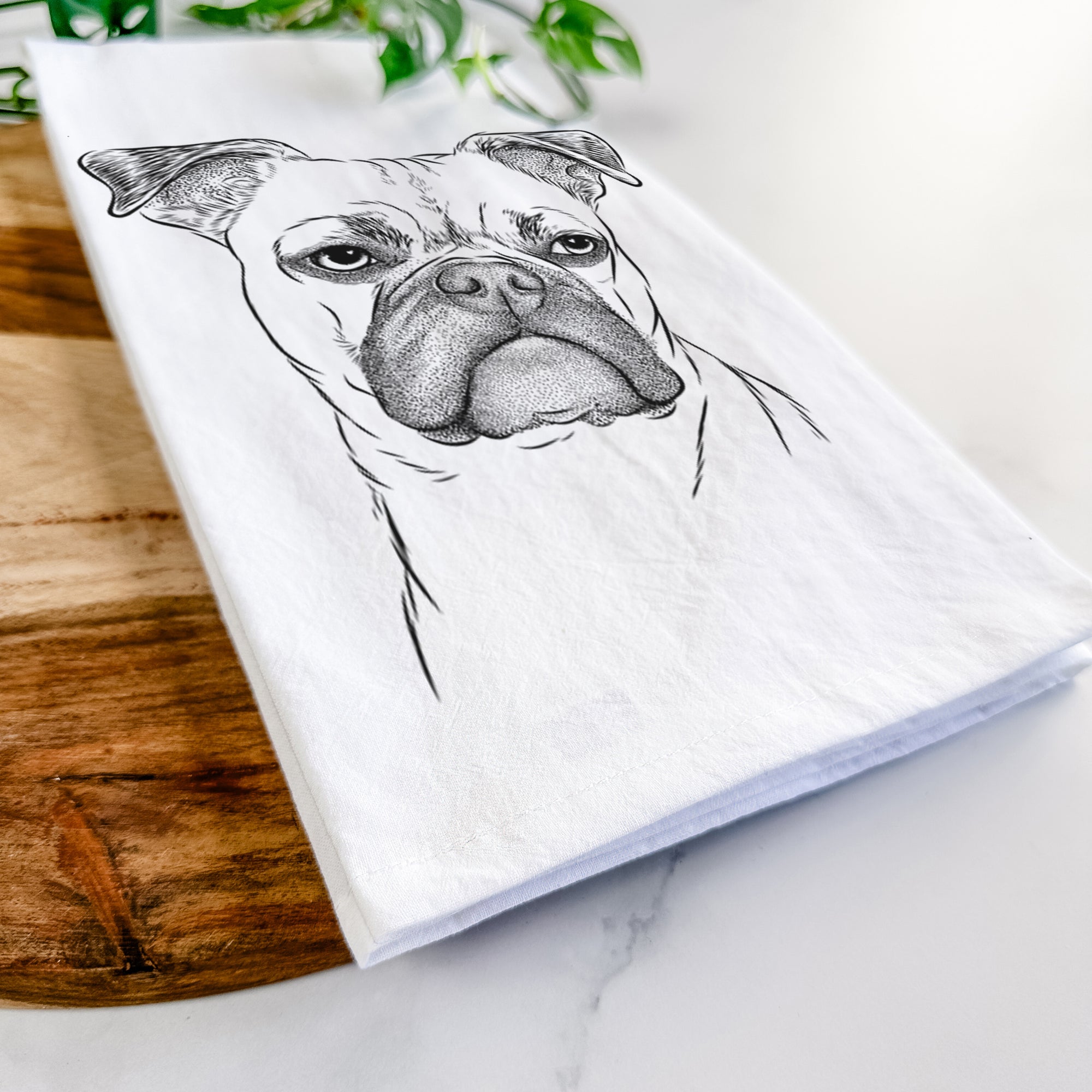 Mack the Bugg (Boston Terrier/Pug) Tea Towel