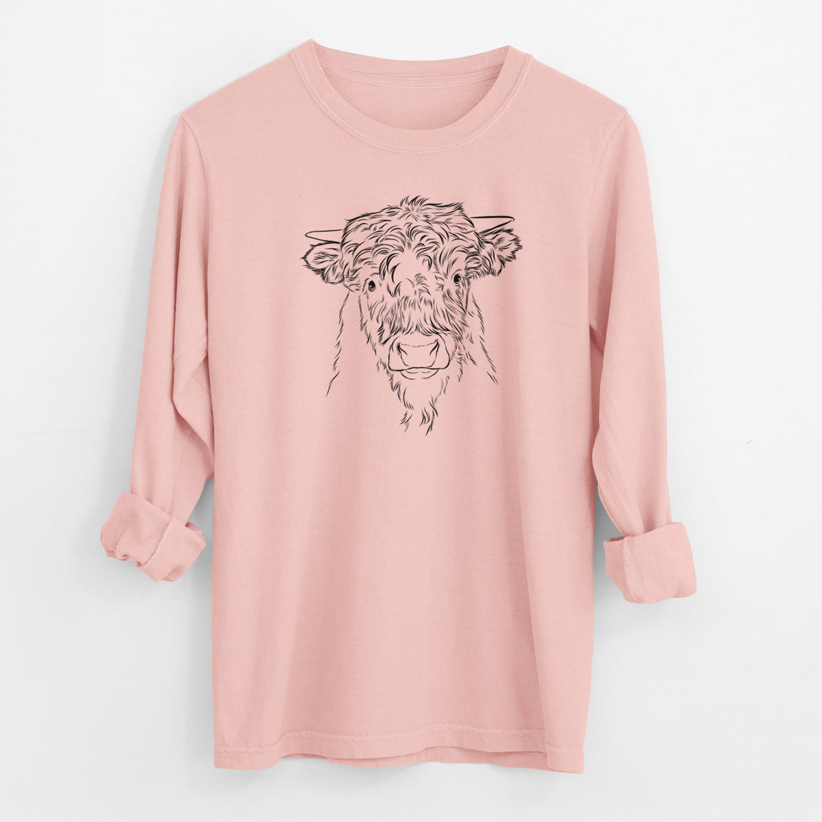 Bare Mack the Scottish Highland Cow - Men's Heavyweight 100% Cotton Long Sleeve