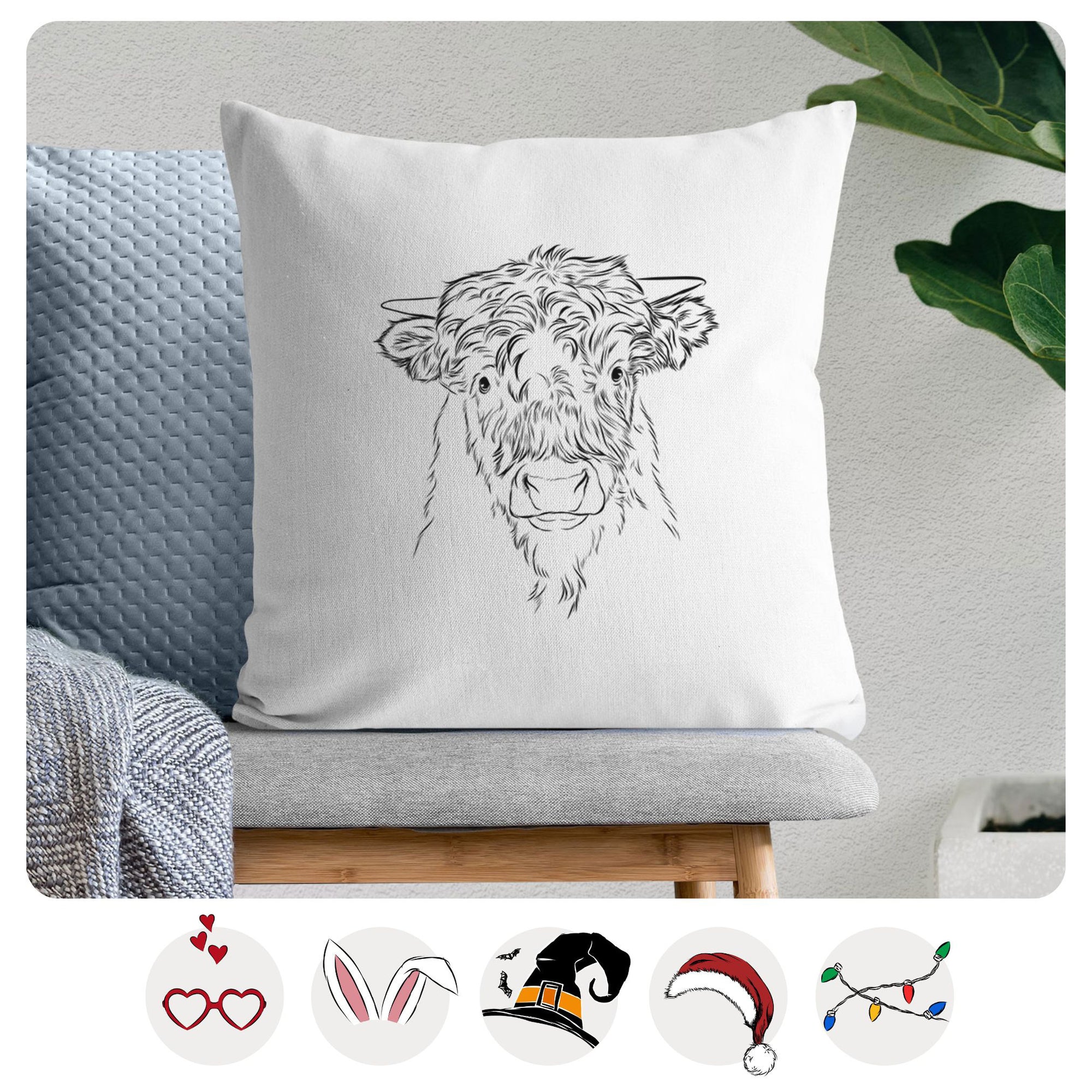 Mack the Scottish Highland Cow - Throw Pillow Cover