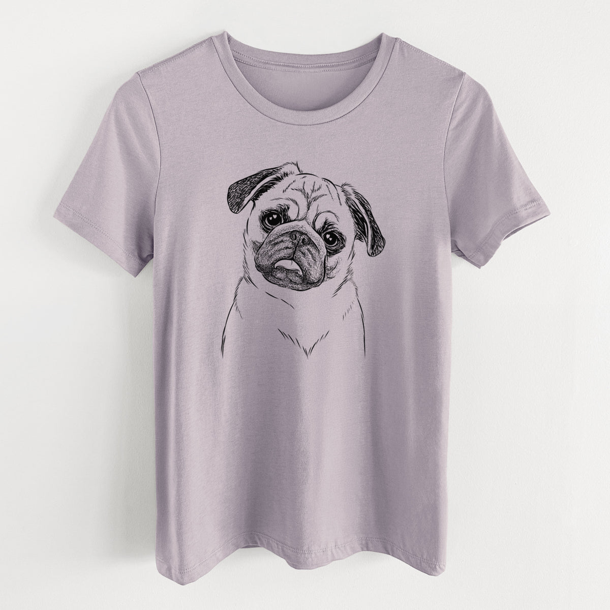 Bare Macy the Pug - Women&#39;s Lightweight Relaxed Fit 100% Cotton Crewneck