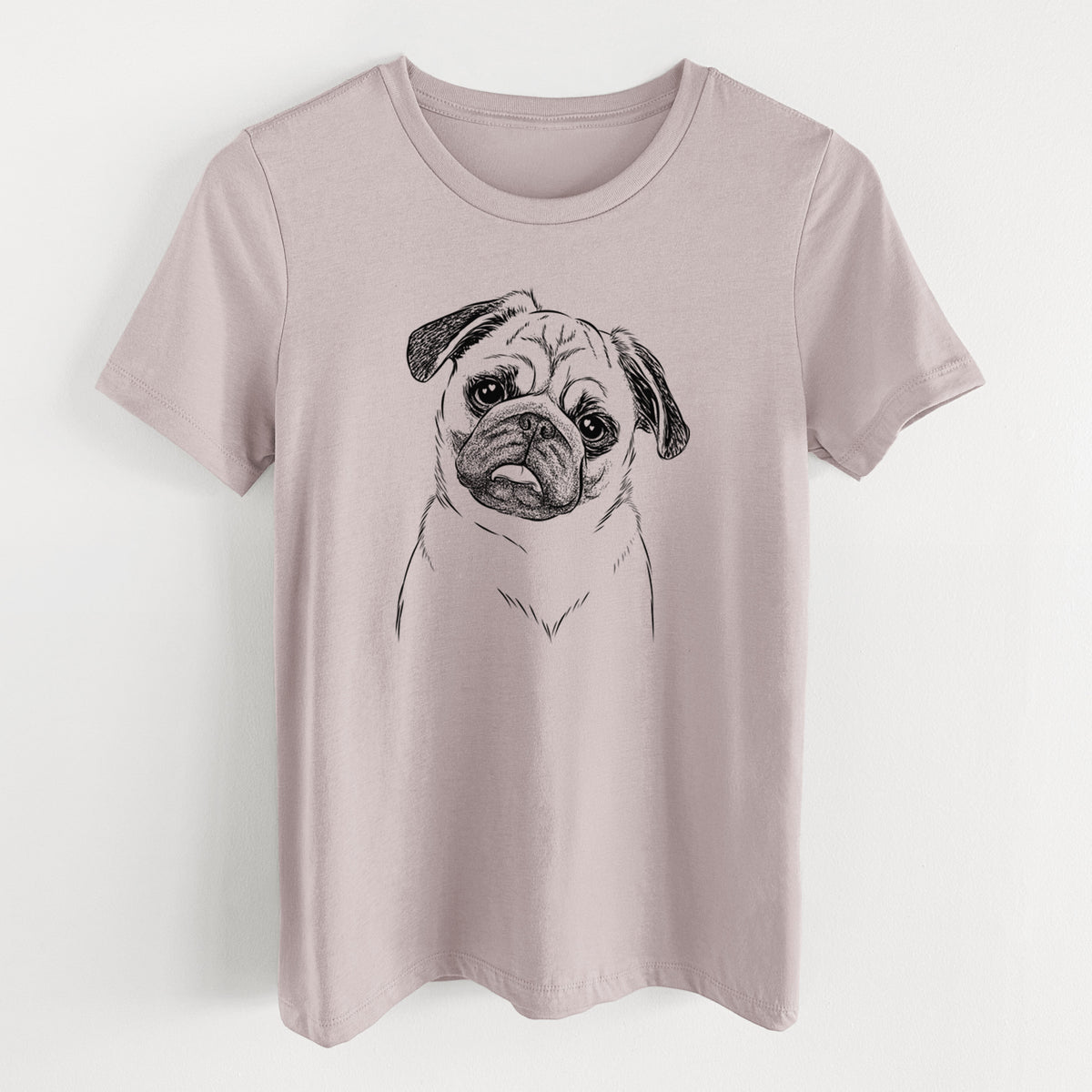 Bare Macy the Pug - Women's Lightweight Relaxed Fit 100% Cotton Crewneck