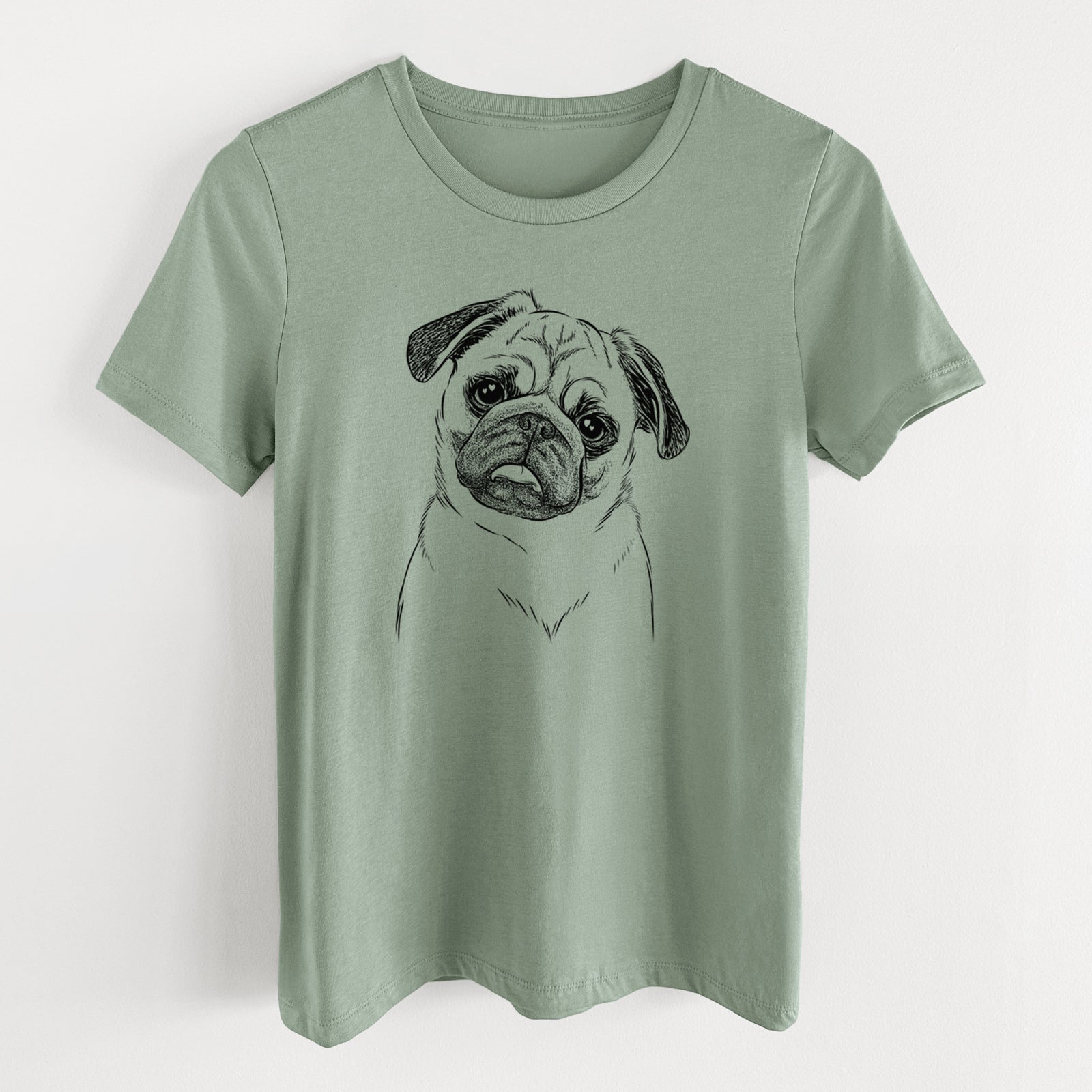 Bare Macy the Pug - Women's Lightweight Relaxed Fit 100% Cotton Crewneck