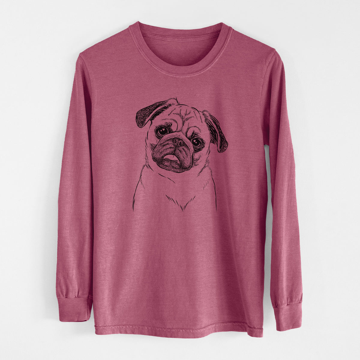 Bare Macy the Pug - Men's Heavyweight 100% Cotton Long Sleeve