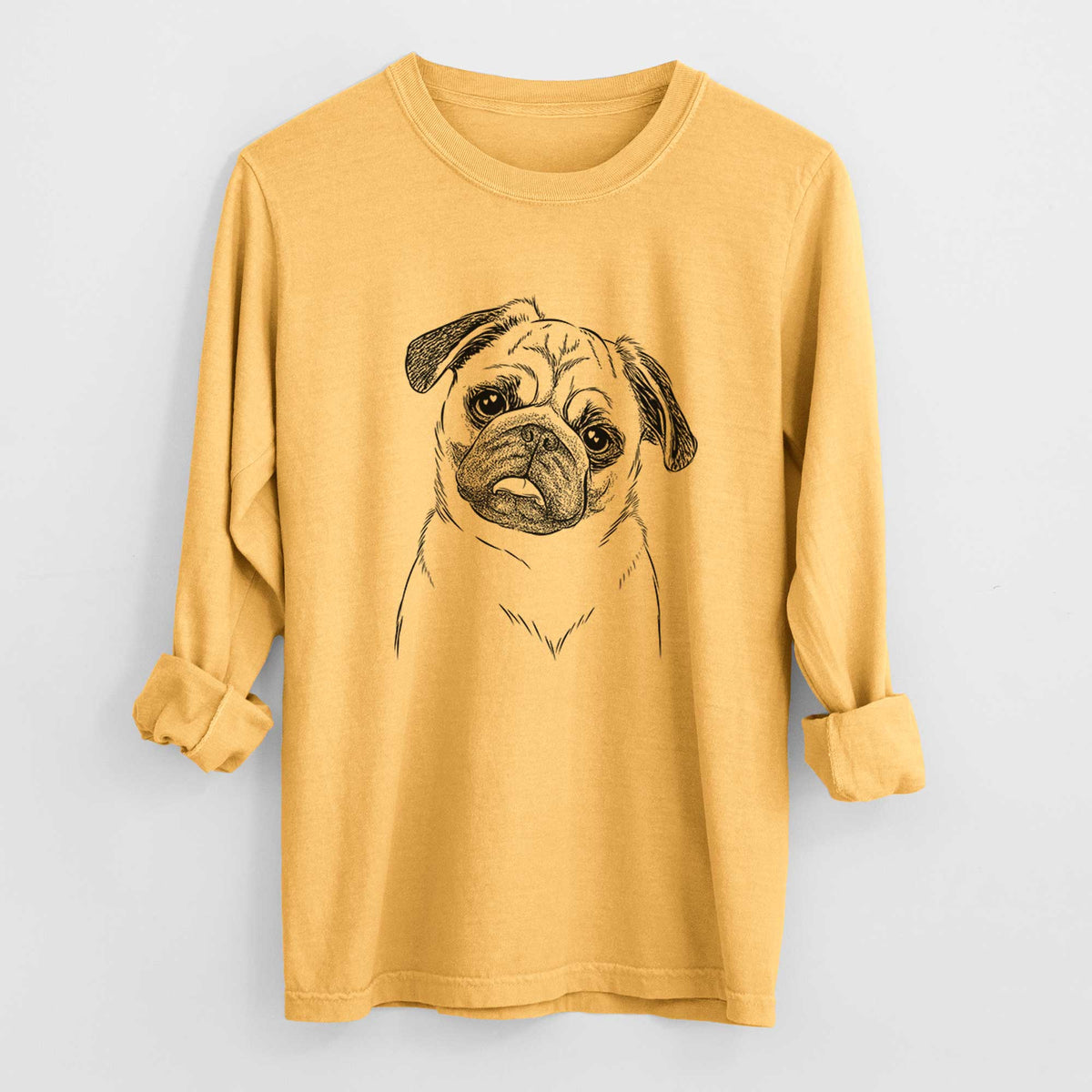 Bare Macy the Pug - Men's Heavyweight 100% Cotton Long Sleeve