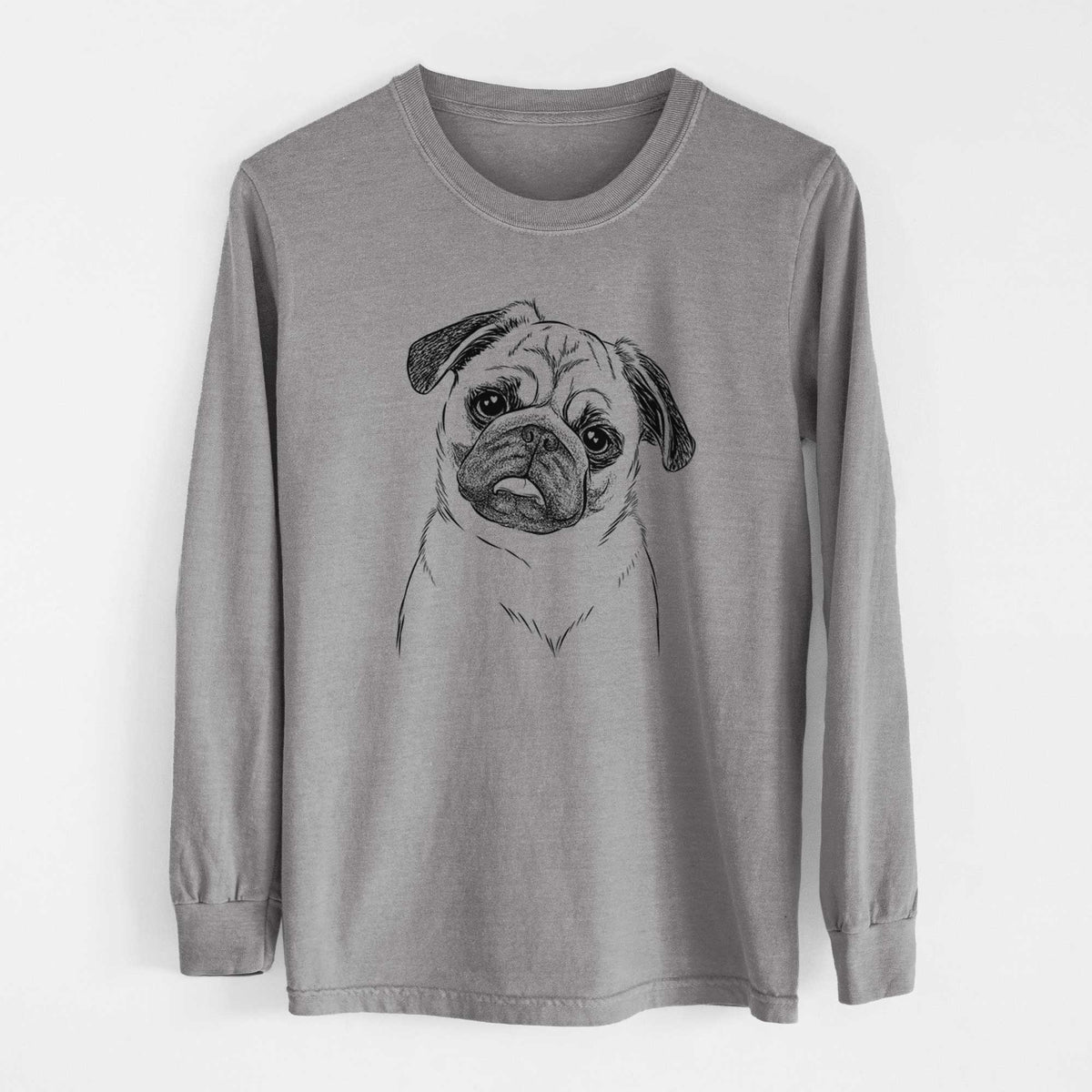 Bare Macy the Pug - Men's Heavyweight 100% Cotton Long Sleeve