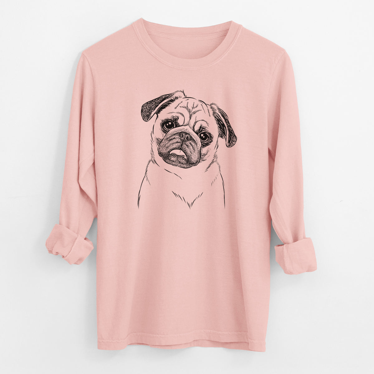 Bare Macy the Pug - Men's Heavyweight 100% Cotton Long Sleeve