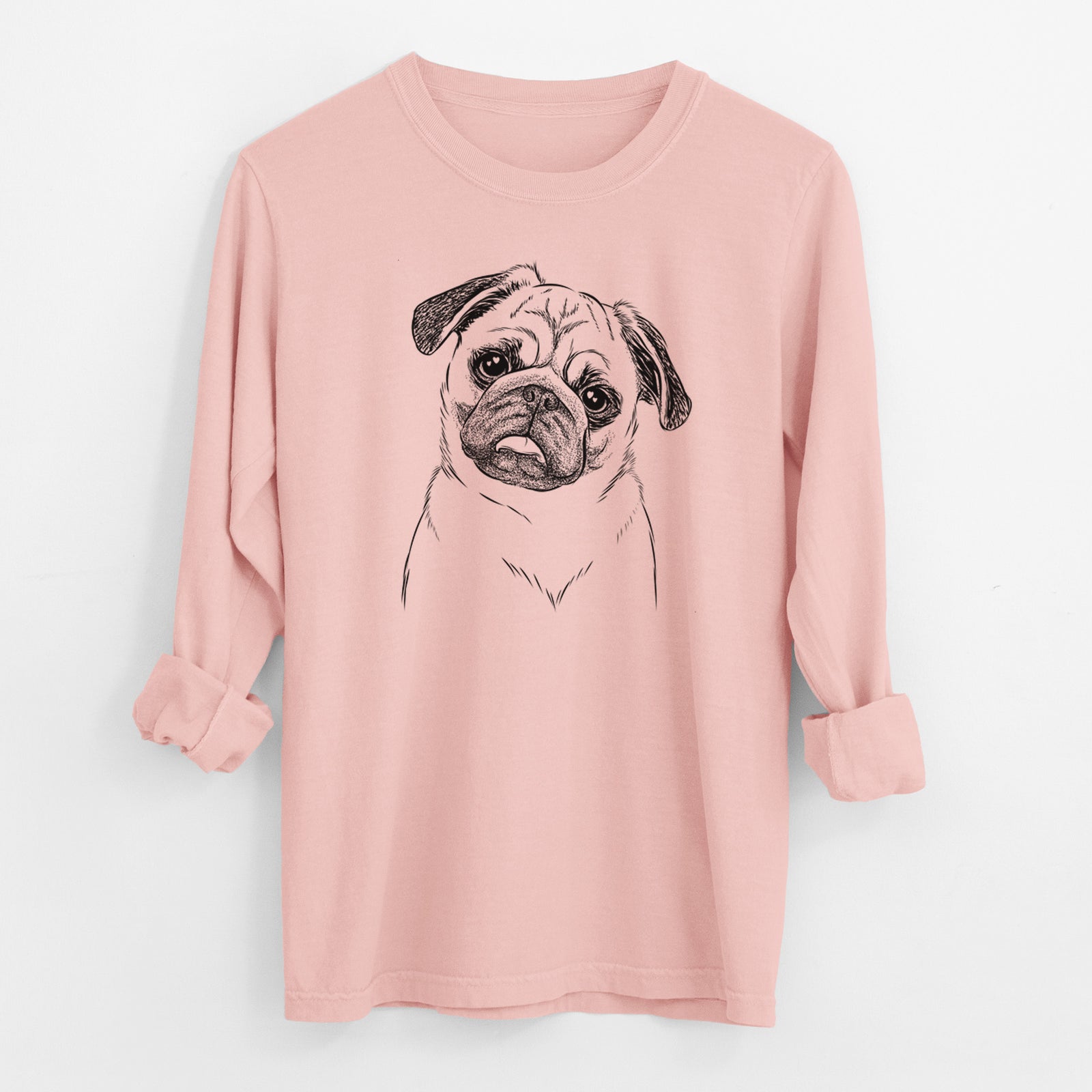 Bare Macy the Pug - Men's Heavyweight 100% Cotton Long Sleeve