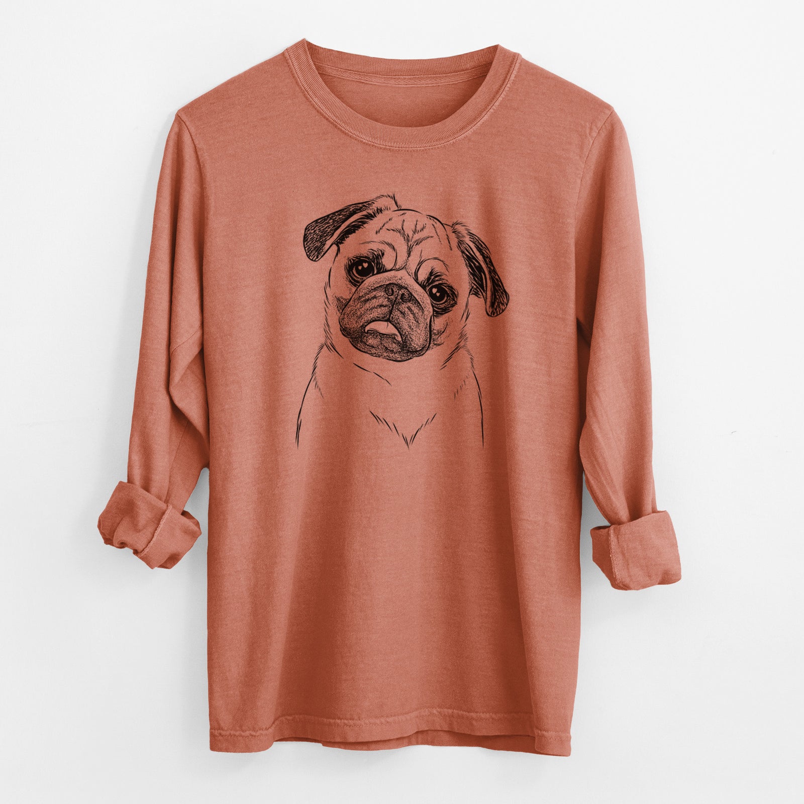 Bare Macy the Pug - Men's Heavyweight 100% Cotton Long Sleeve