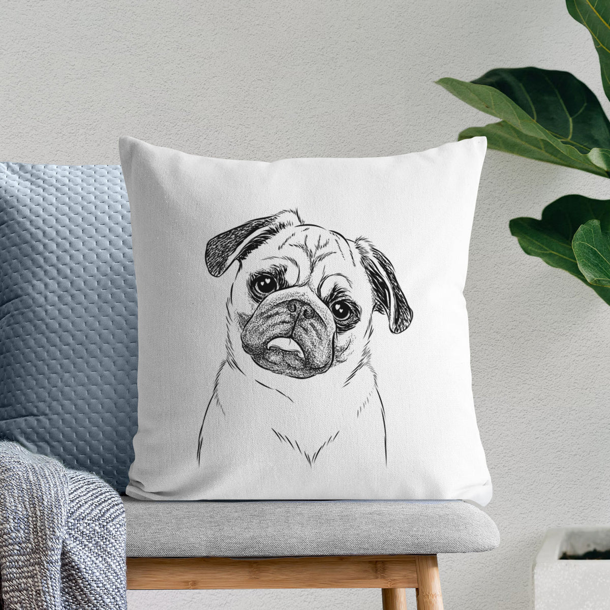 Macy the Pug - Throw Pillow Cover