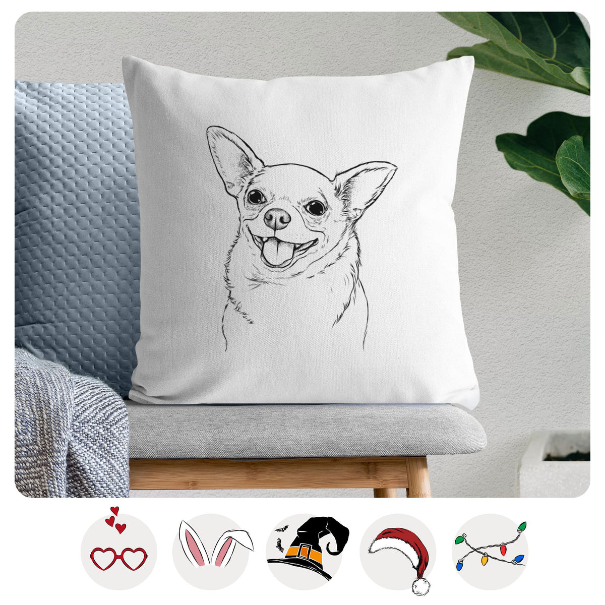 Maddison Pearl the Chihuahua - Throw Pillow Cover